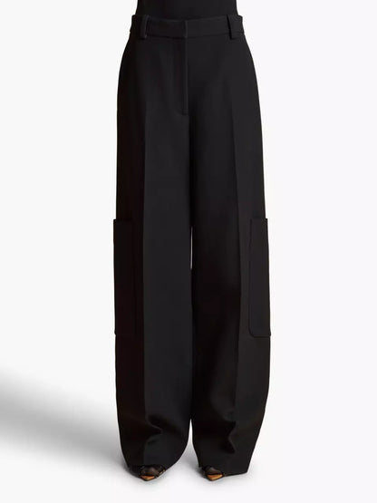 Outlet online Khaite Mujer Pantalones Vestir Caiton color Negro sku 761-003598 01 - Foto 2