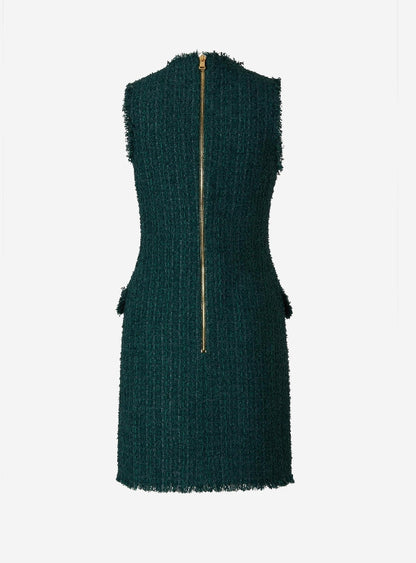 Outlet online Balmain Mujer Vestido Tweed Deshilachado color Verde Azulado sku 731-005801 01 - Foto 2