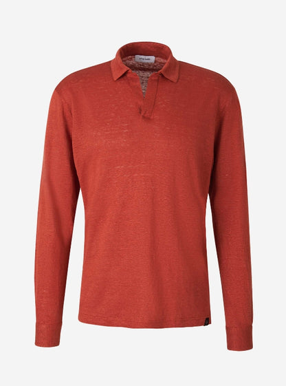 Gran Sasso Polo Manga Larga Lino color Terracotta sku 551-000337 03 - Foto 1