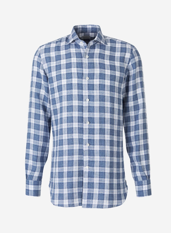 Santa Eulalia Camisa Cuadros Lino color Azul Denim sku 531-005146 01 - Foto 1