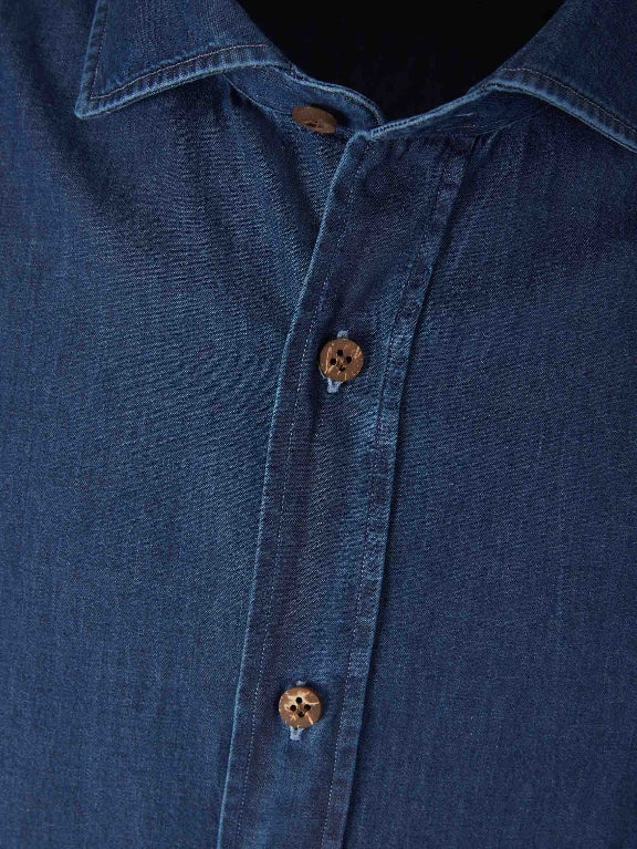 Borrelli Camisa Denim Algodón color Azul Cobalto sku 531-006036 01 - Foto 2