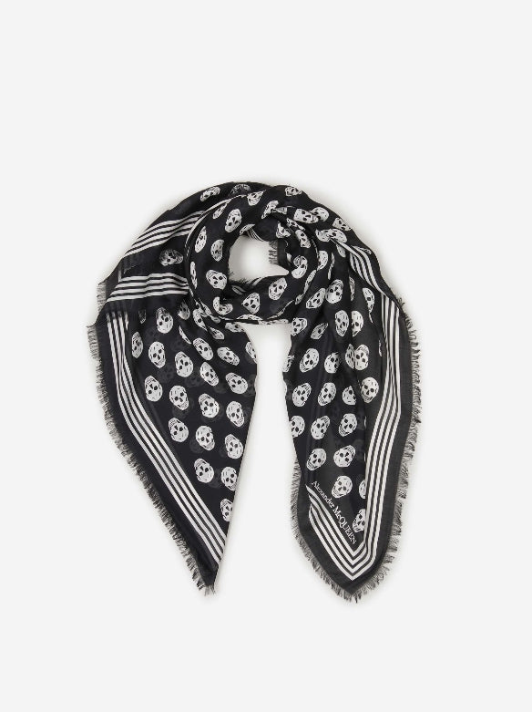 Alexander McQueen Fular Biker Skull color Negro sku 630-001391 01 - Foto 1