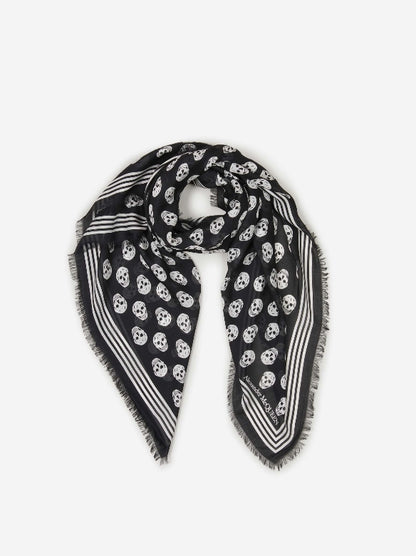 Alexander McQueen Fular Biker Skull color Negro sku 630-001391 01 - Foto 1
