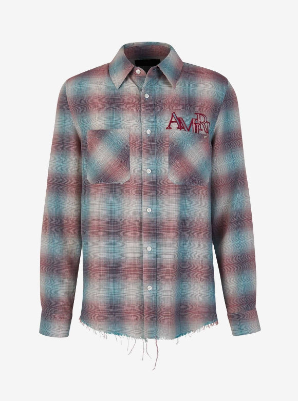 Amiri Camisa Logo Cuadros color Burdeos sku 531-006116 01 - Foto 1