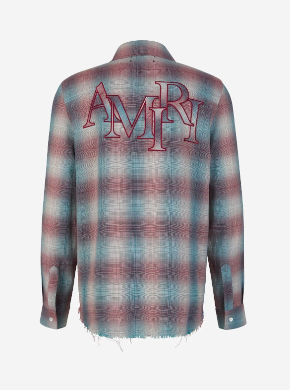 Amiri Camisa Logo Cuadros color Burdeos sku 531-006116 01 - Foto 3
