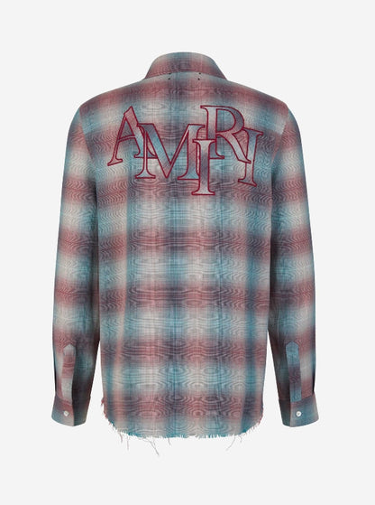 Amiri Camisa Logo Cuadros color Burdeos sku 531-006116 01 - Foto 3
