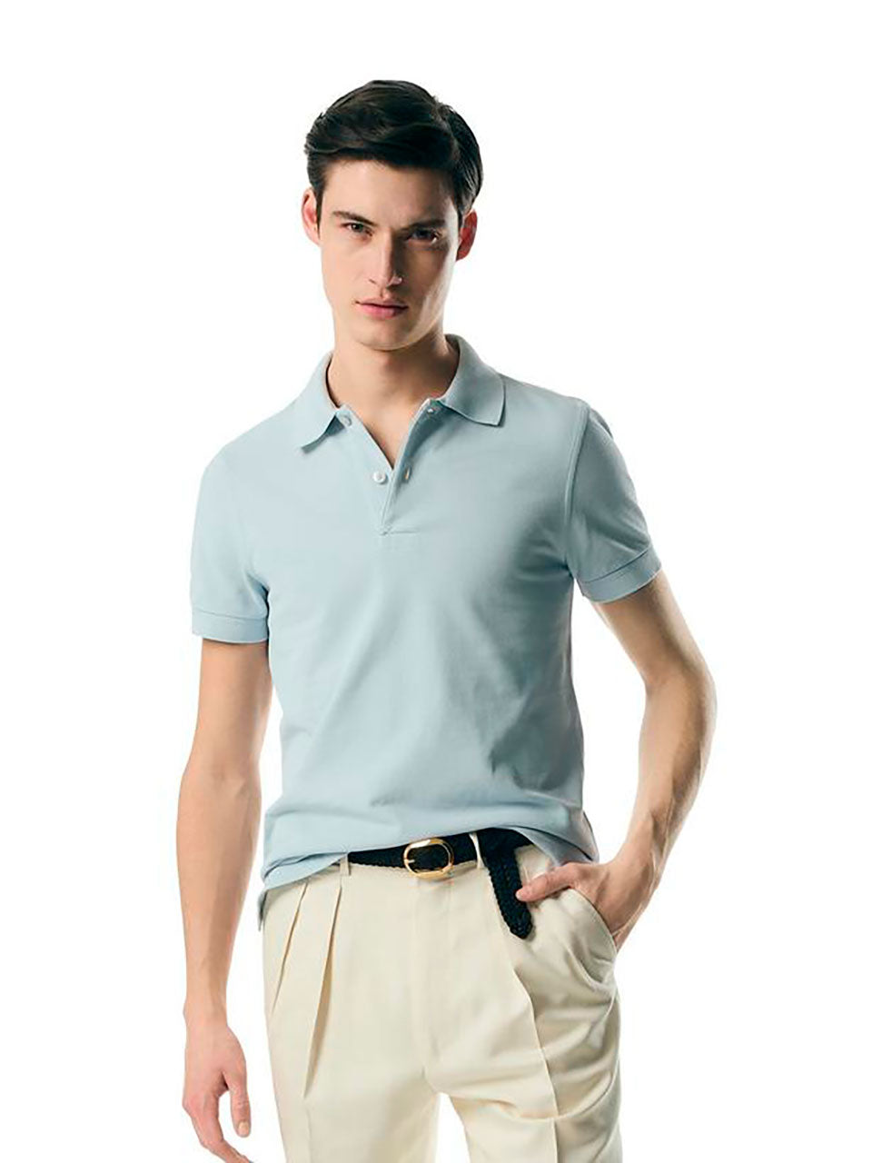 Outlet online Tom Ford Hombre Polo Piqué Algodón color Azul Cielo sku 552-001445 09 - Foto 1