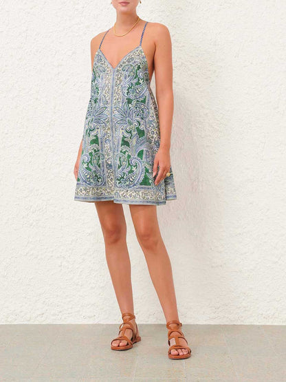 Outlet online Zimmermann Mujer Vestido Mini Ottie Paisley color Verde sku 731-005940 01 - Foto 1