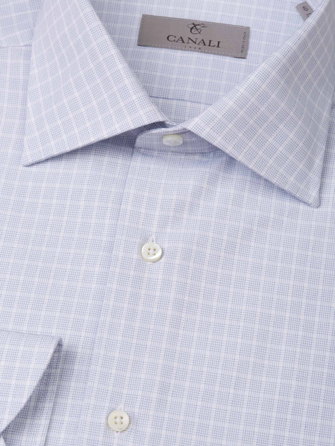 Canali Camisa Algodón Cuadros color Azul Denim sku 401-002860 01 - Foto 2