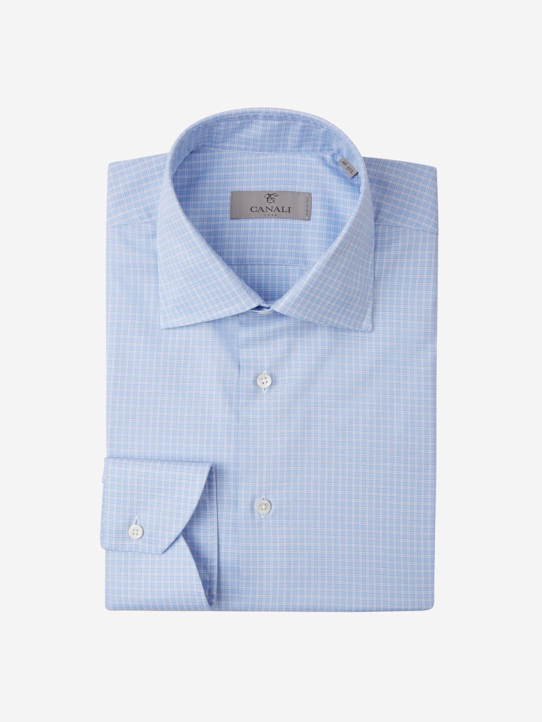 Canali Camisa Motivo Cuadros color Azul Cielo sku 401-002980 01 - Foto 1