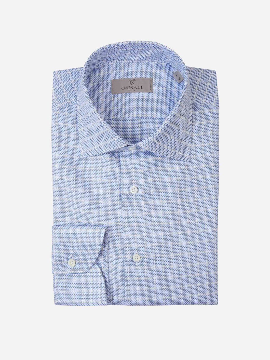 Canali Camisa Micro Cuadros color Azul Cielo sku 401-003033 01 - Foto 1