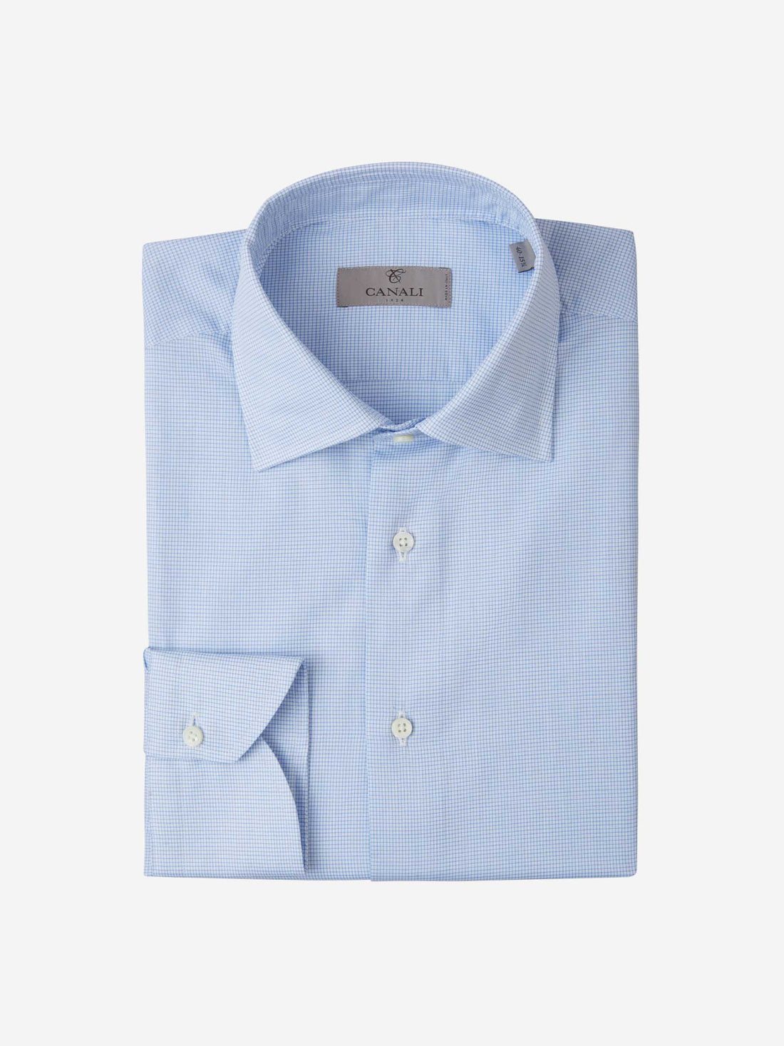 Canali Camisa Motivo Micro Cuadros color Azul Cielo sku 401-003051 01 - Foto 1