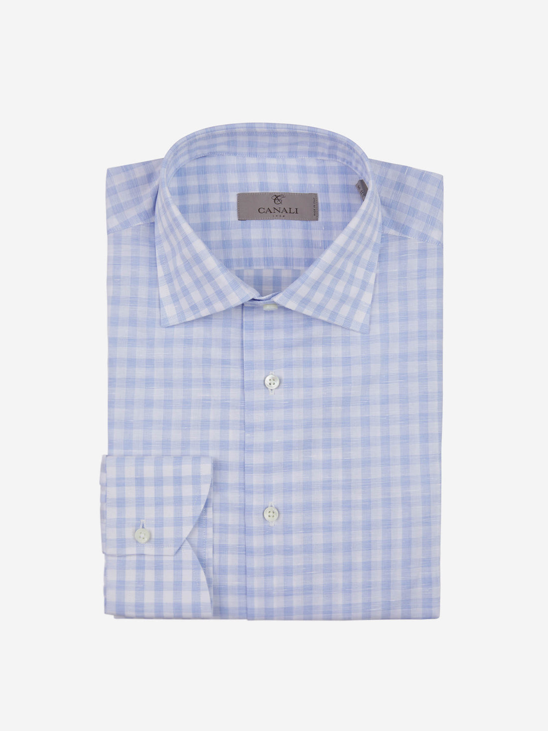 Canali Camisa Motivo Cuadros color Azul Cielo sku 401-003054 01 - Foto 1