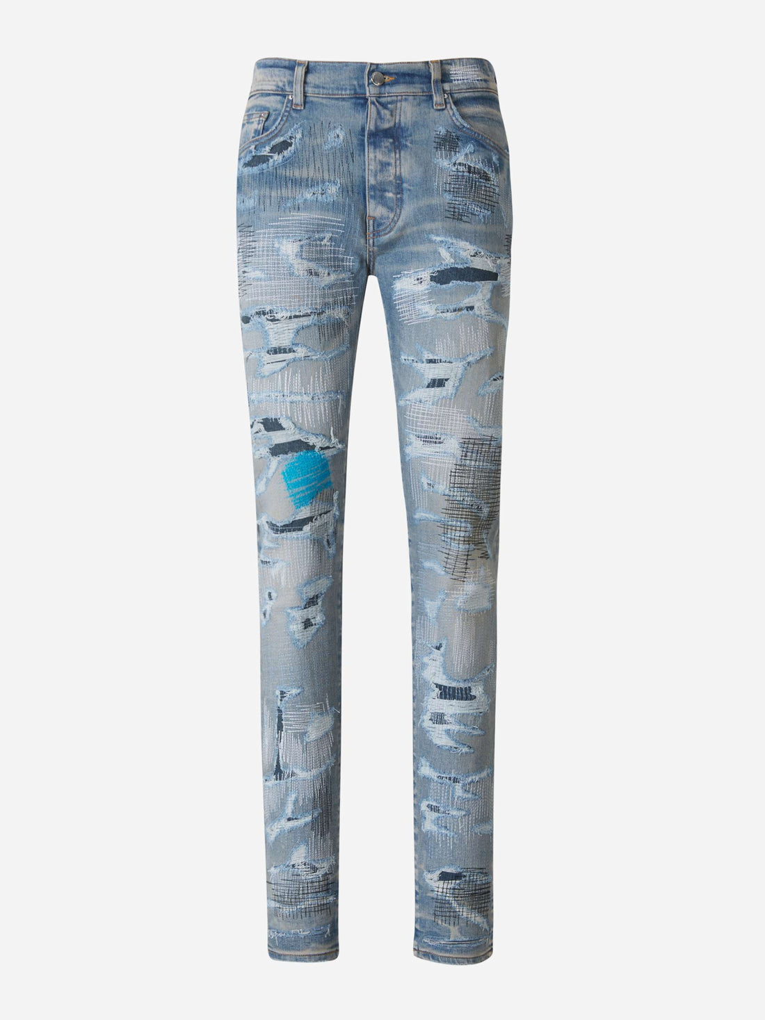 Amiri Jeans Costuras Desgarrado color Azul Denim sku 522-002198 01 - Foto 1