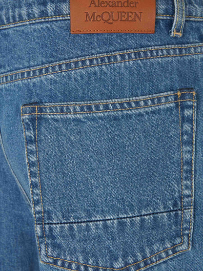 Alexander McQueen Jeans Wide Leg Algodón color Azul Denim sku 522-002517 01 - Foto 3
