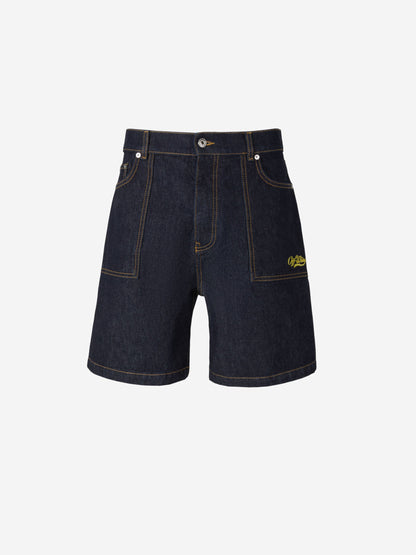 Off-White Bermudas Logo Bordado color Azul Denim sku 523-000790 01 - Foto 1