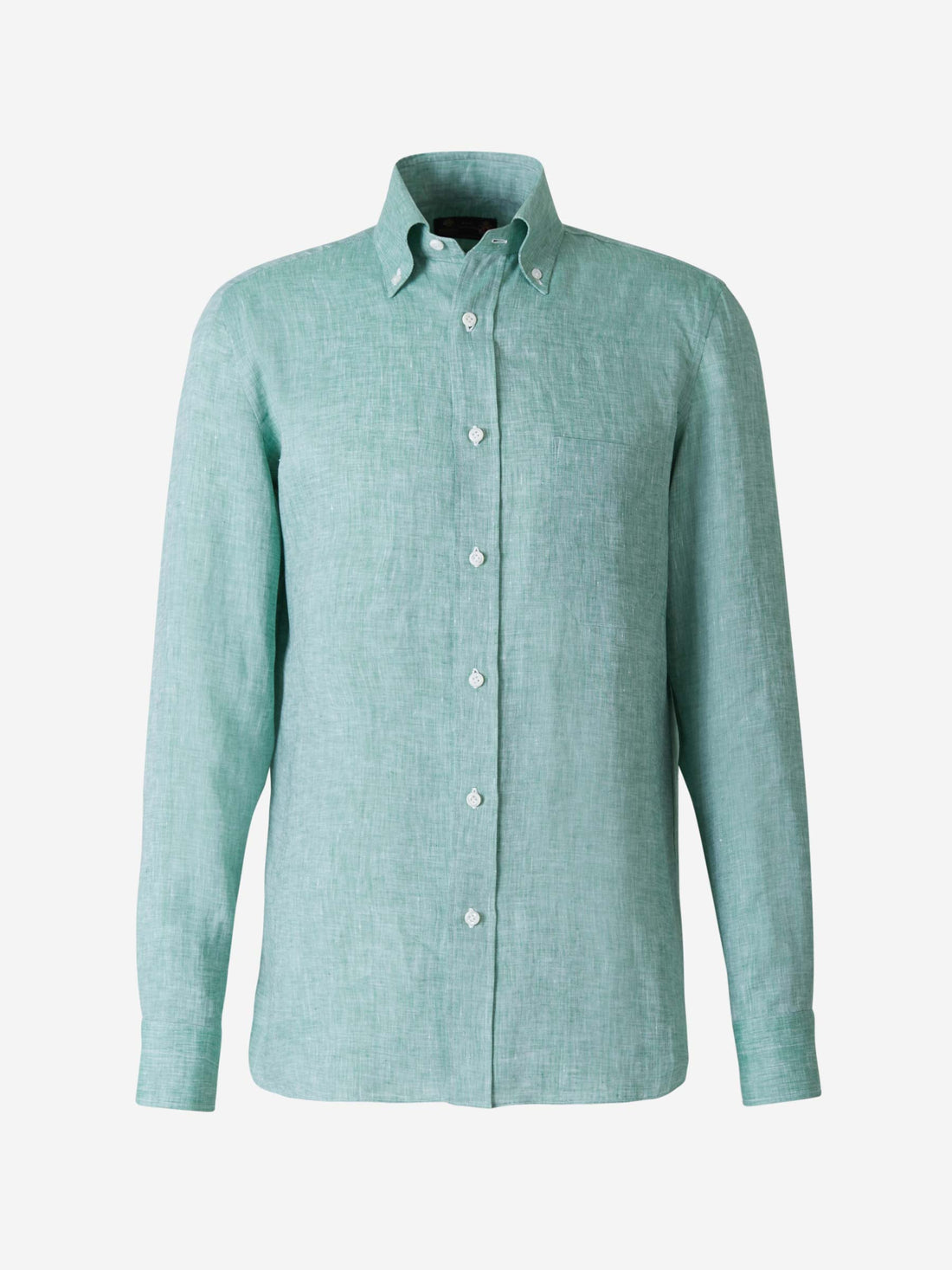 Borrelli Camisa Lino Bolsillo color Verde Oscuro sku 531-005490 02 - Foto 1