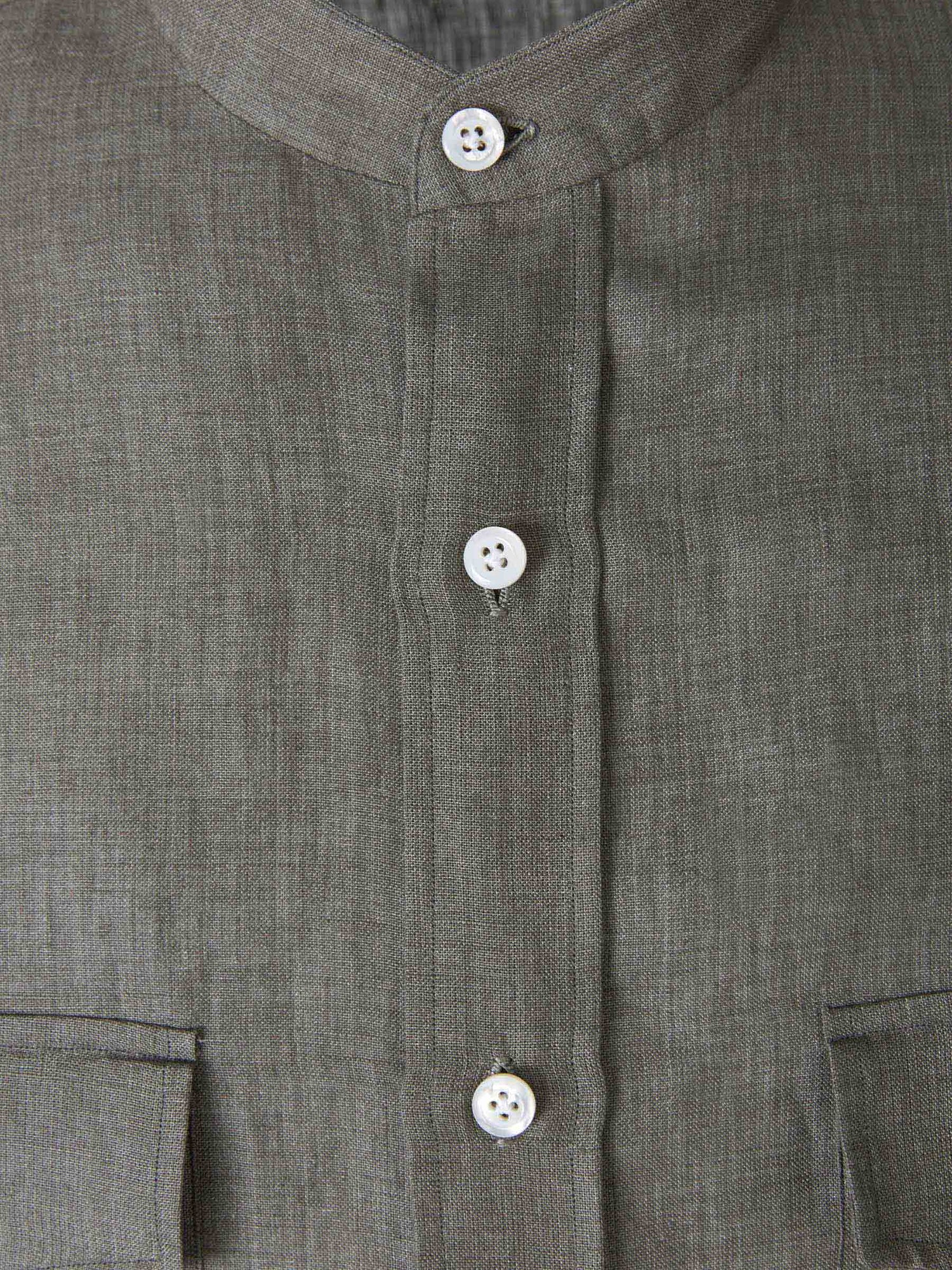 Borrelli Camisa Royal Lino color Gris sku 531-005494 01 - Foto 3