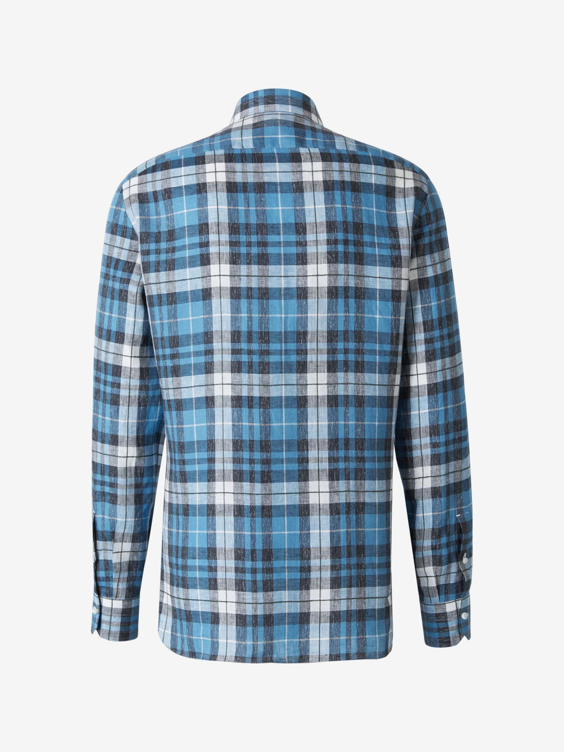 Isaia Camisa Cuadros Lino color Azul Cielo sku 531-005505 01 - Foto 1