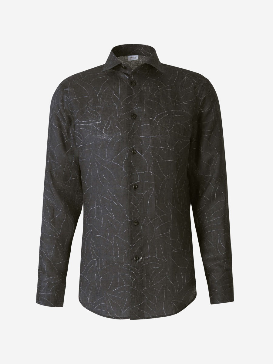 Brioni Camisa Hojas Lino color Negro sku 531-005507 01 - Foto 2