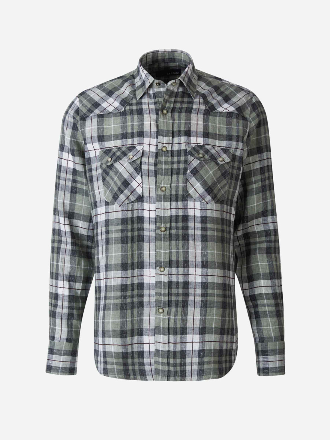 Lardini Camisa Motivo Cuadros color Verde Militar sku 531-005522 01 - Foto 1