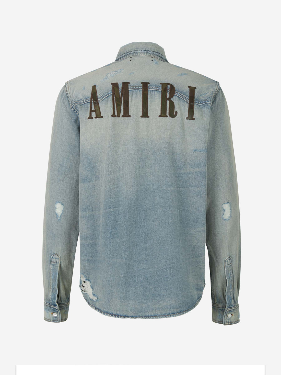 Amiri Camisa Denim Aplique Piel color Azul Denim sku 531-005652 01 - Foto 2