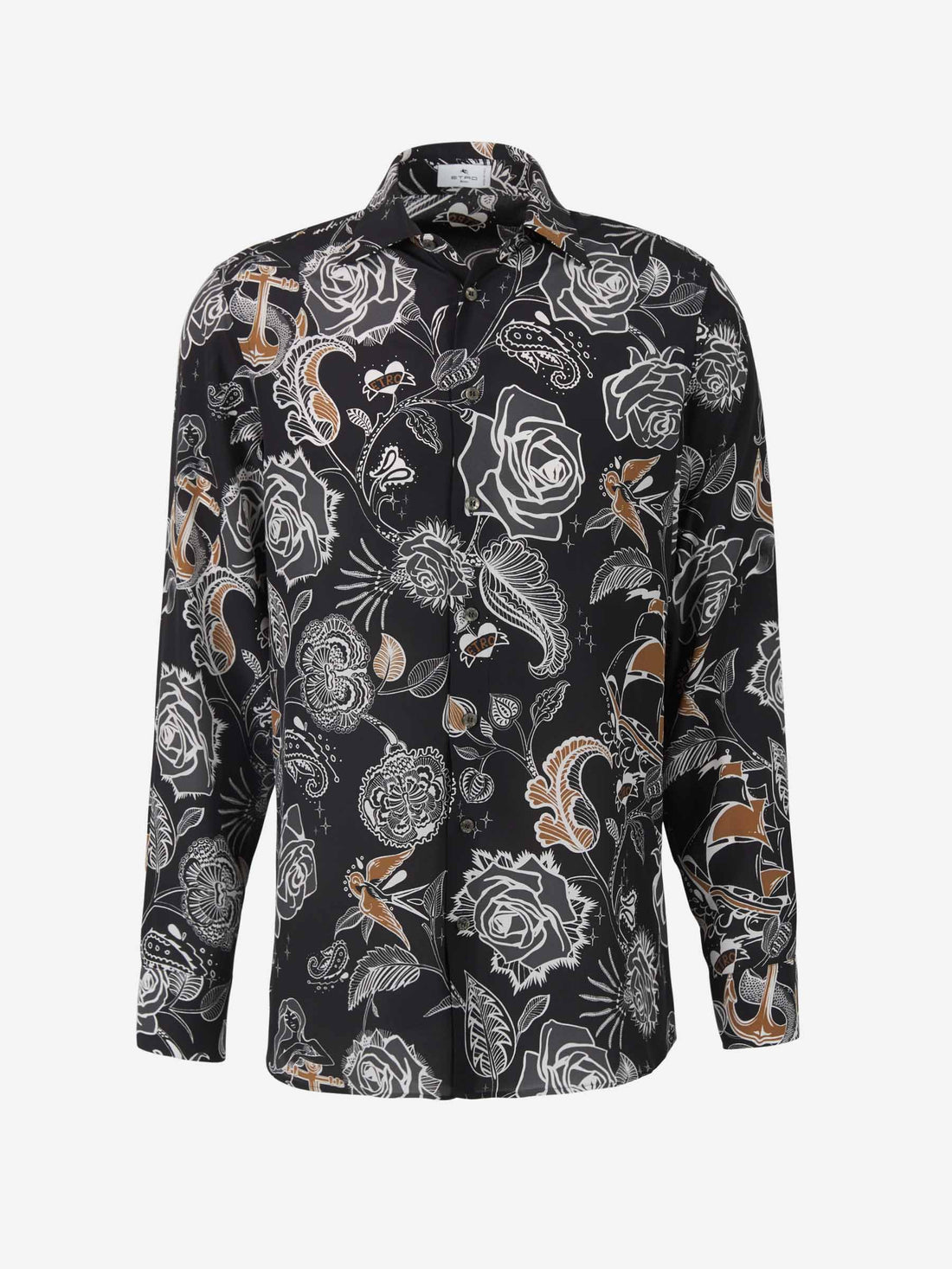 Etro Camisa Motivo Tattoo Seda color Negro sku 531-005702 01 - Foto 1