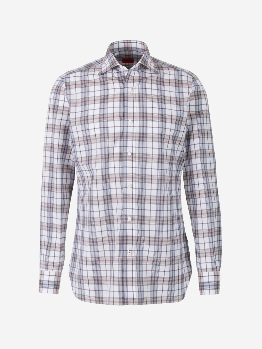 Isaia Camisa Motivo Cuadros color Topo sku 531-005719 01 - Foto 1