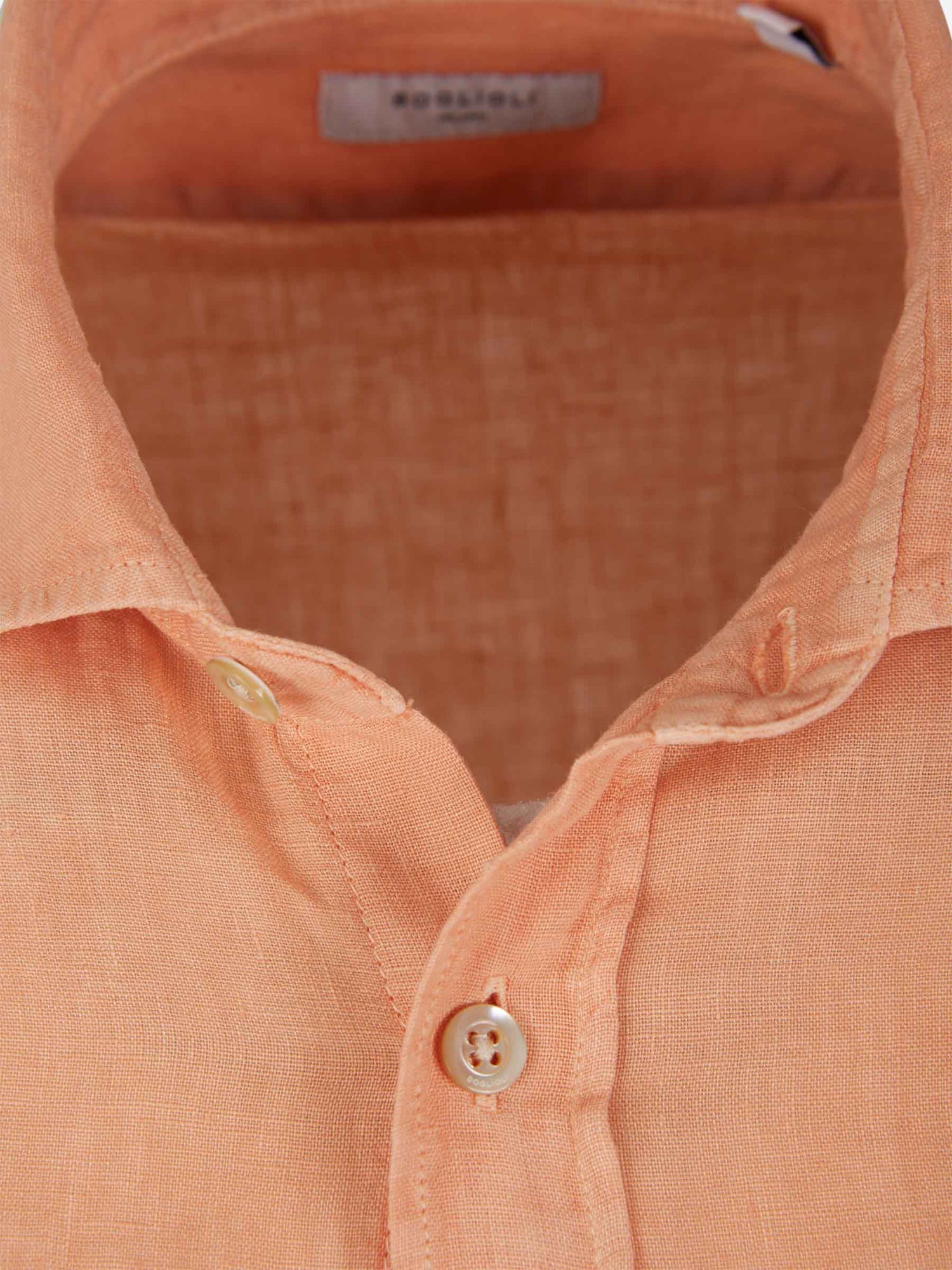 Boglioli Camisa Lisa Lino color Verde Militar sku 531-005830 03 - Foto 3