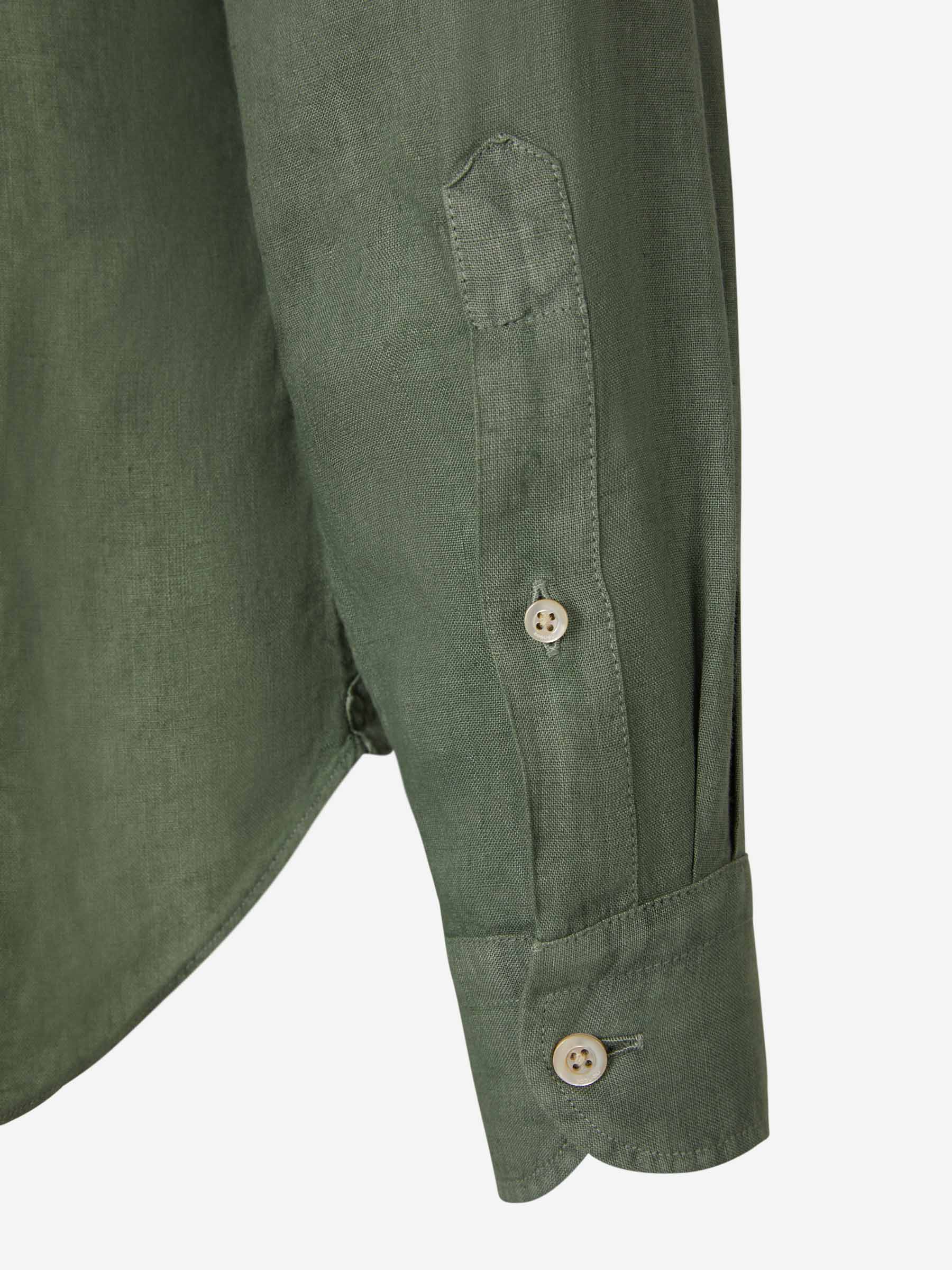 Boglioli Camisa Lisa Lino color Verde Militar sku 531-005830 03 - Foto 8