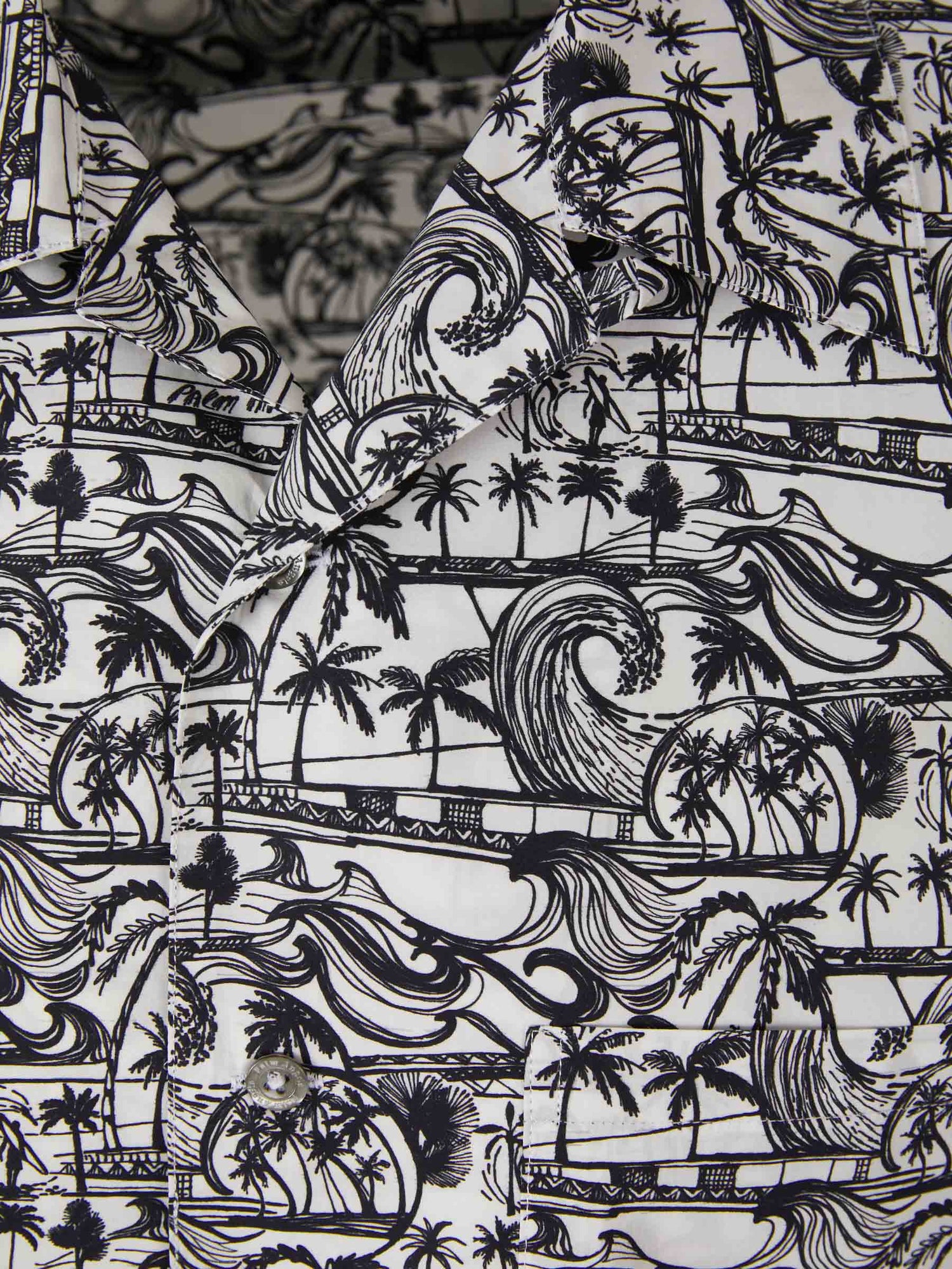 Palm Angels Camisa Gráfico Estampado color Blanco y Negro sku 532-000502 01 - Foto 3