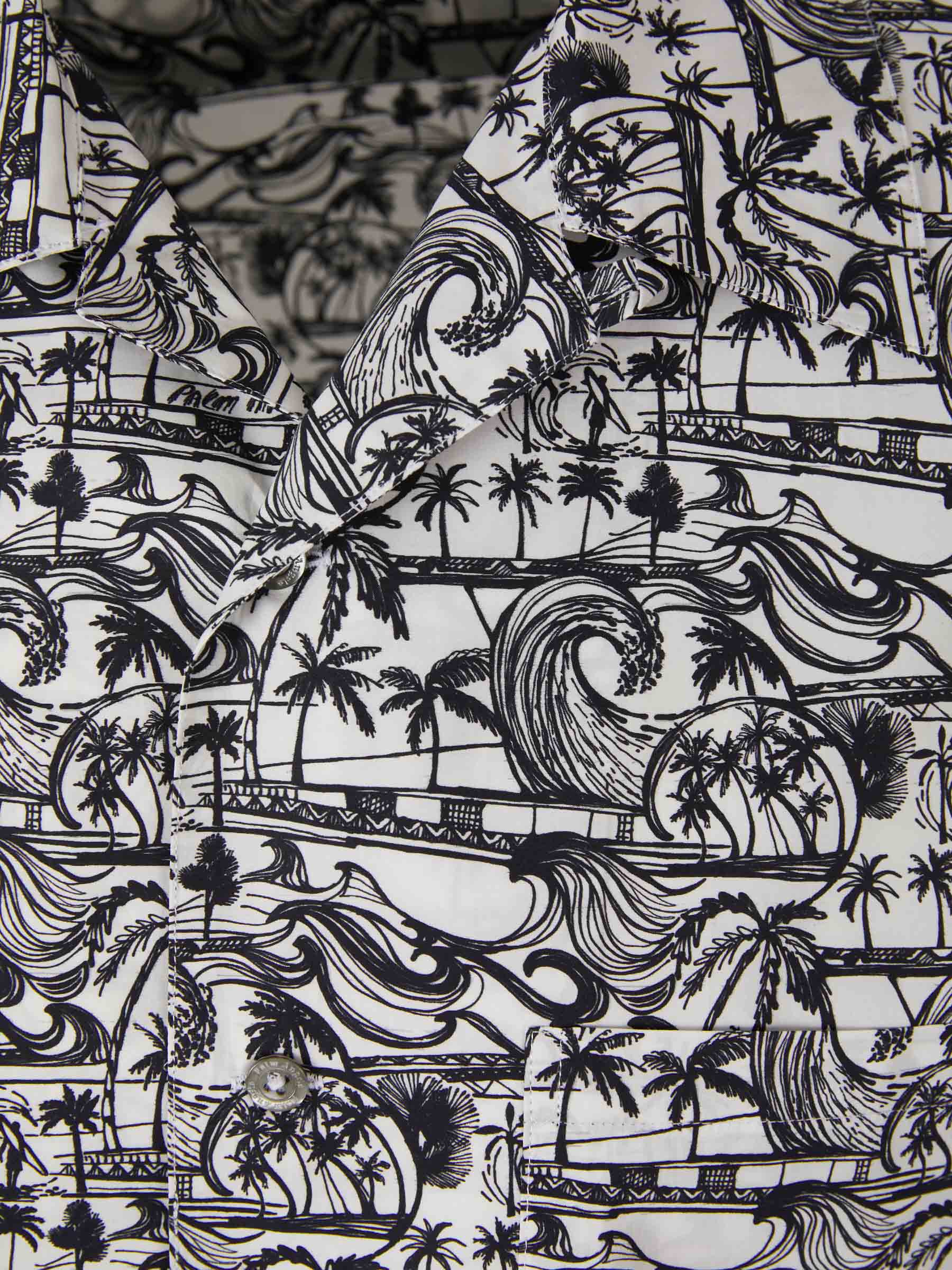 Palm Angels Camisa Gráfico Estampado color Blanco y Negro sku 532-000502 01 - Foto 3