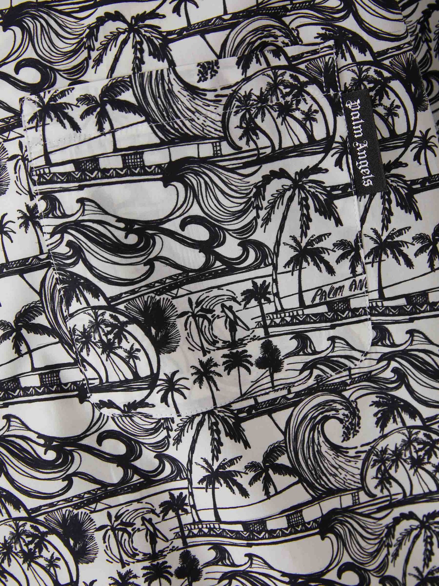 Palm Angels Camisa Gráfico Estampado color Blanco y Negro sku 532-000502 01 - Foto 4