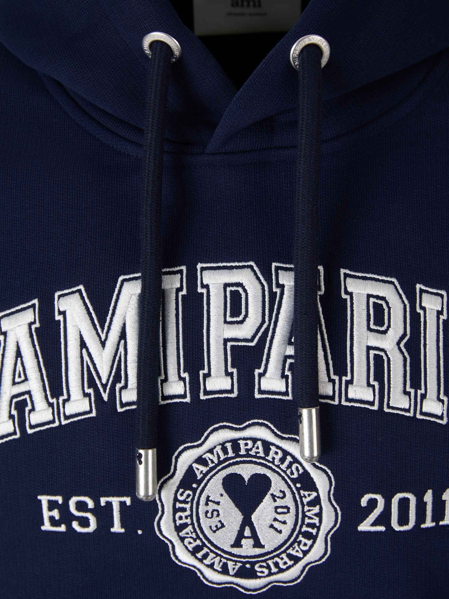 Ami Paris Sudadera Logo Bordado color Azul Noche sku 545-001169 01 - Foto 3