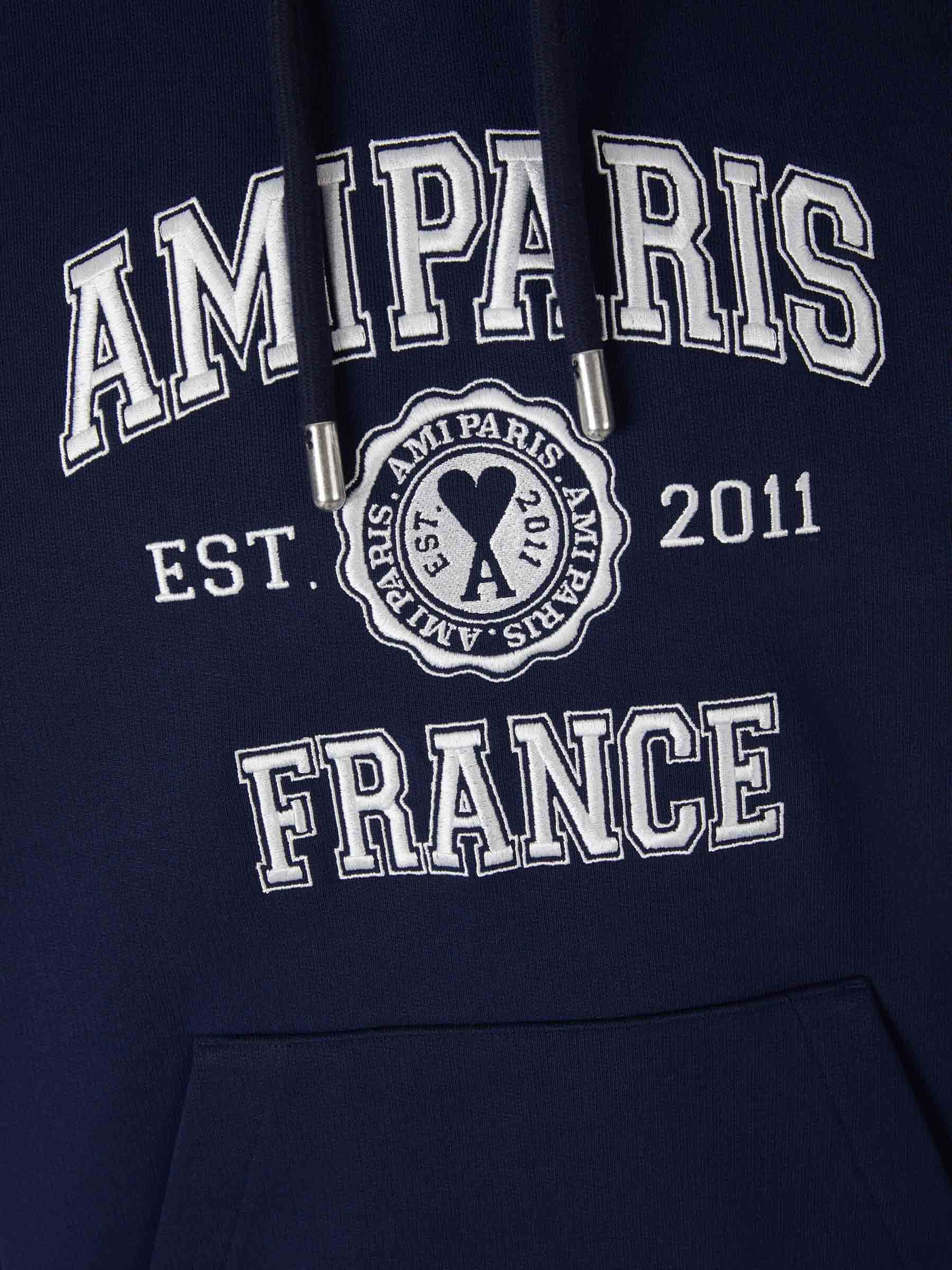 Ami Paris Sudadera Logo Bordado color Azul Noche sku 545-001169 01 - Foto 4