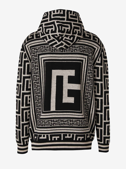 Outlet online Balmain Hombre Sudadera Monograma Jacquard color Blanco y Negro sku 545-001344 01 - Foto 2