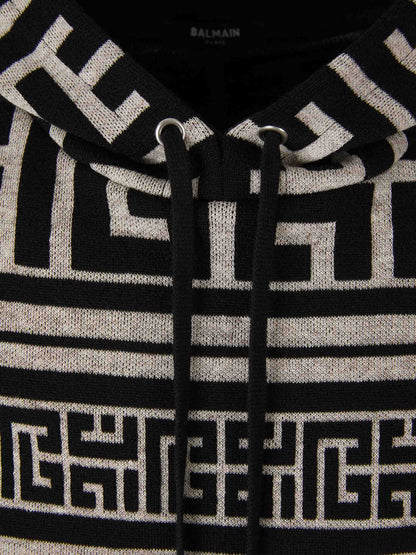 Outlet online Balmain Hombre Sudadera Monograma Jacquard color Blanco y Negro sku 545-001344 01 - Foto 3