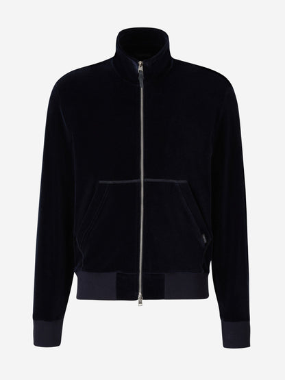 Outlet online Tom Ford Hombre Sudadera Cremallera Terciopelo color Azul Noche sku 545-001373 01 - Foto 1