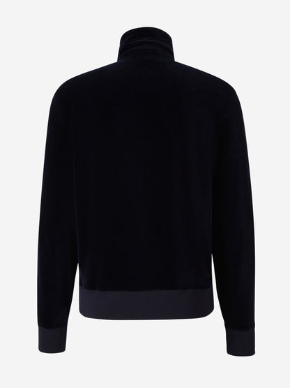 Outlet online Tom Ford Hombre Sudadera Cremallera Terciopelo color Azul Noche sku 545-001373 01 - Foto 2