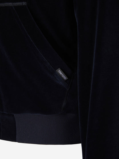 Outlet online Tom Ford Hombre Sudadera Cremallera Terciopelo color Azul Noche sku 545-001373 01 - Foto 4