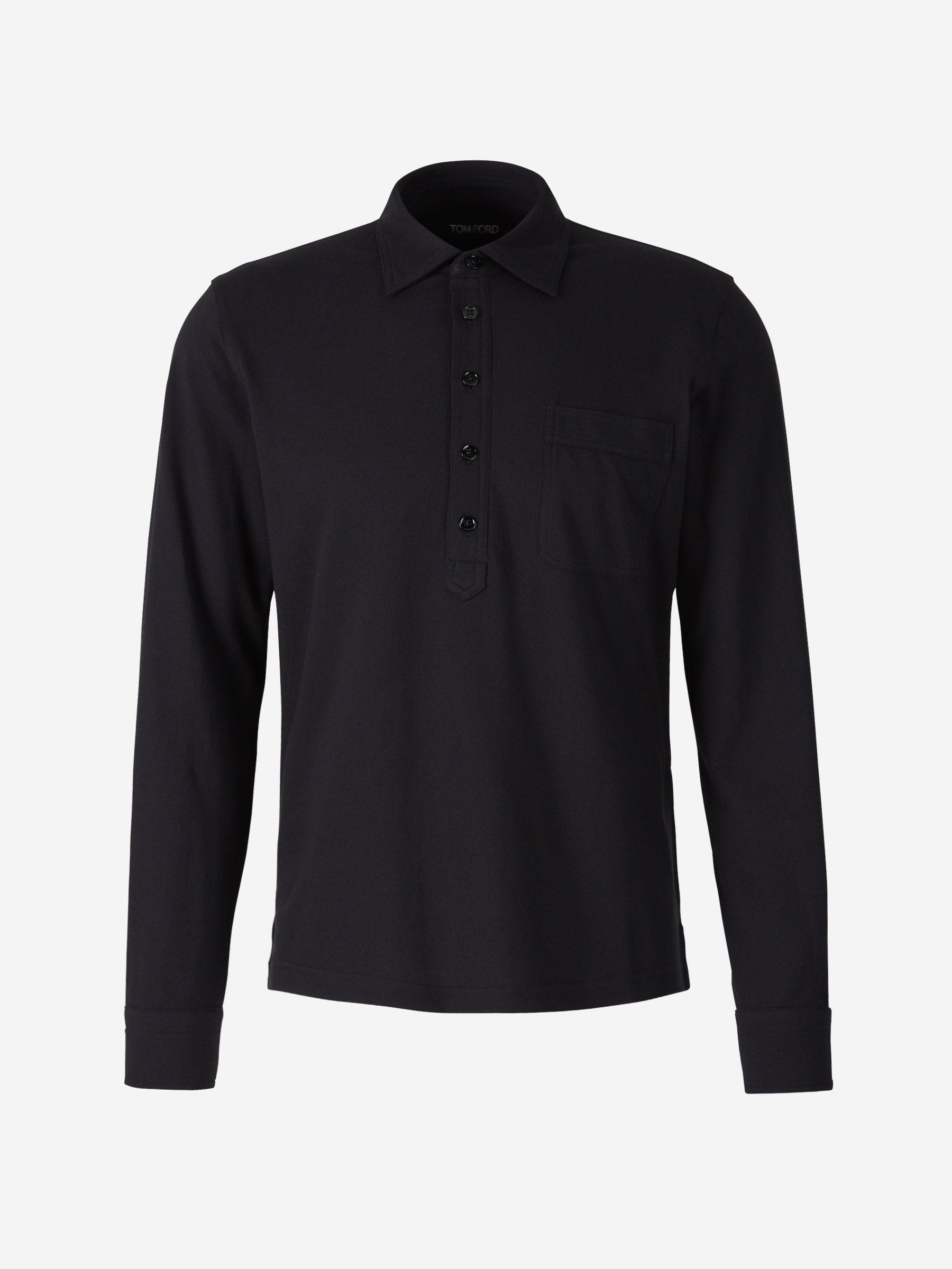 Tom Ford Polo Seda Y Algodón color Negro sku 551-000318 01 - Foto 1