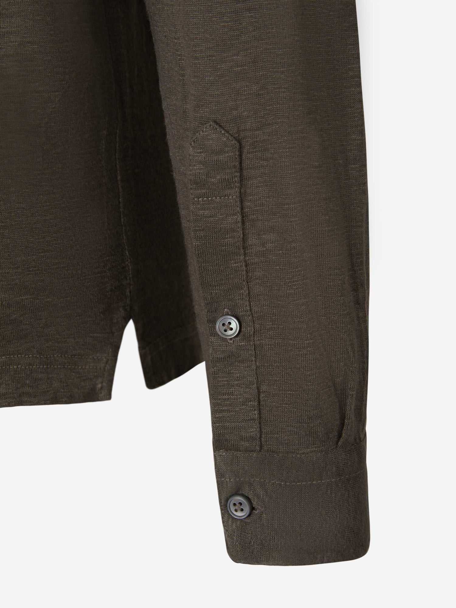 Gran Sasso Polo Manga Larga Lino color Verde Militar sku 551-000337 02 - Foto 3
