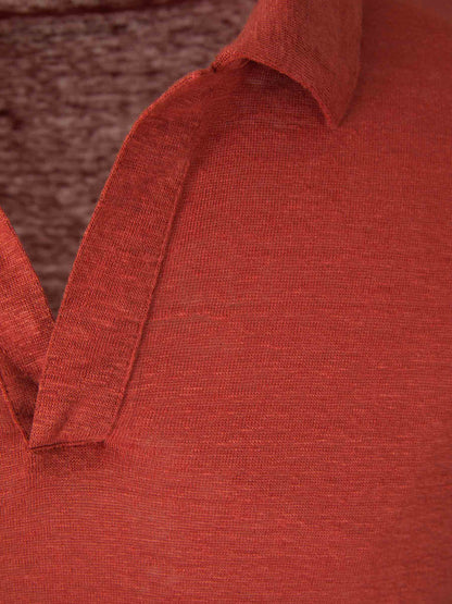 Gran Sasso Polo Manga Larga Lino color Terracotta sku 551-000337 03 - Foto 2