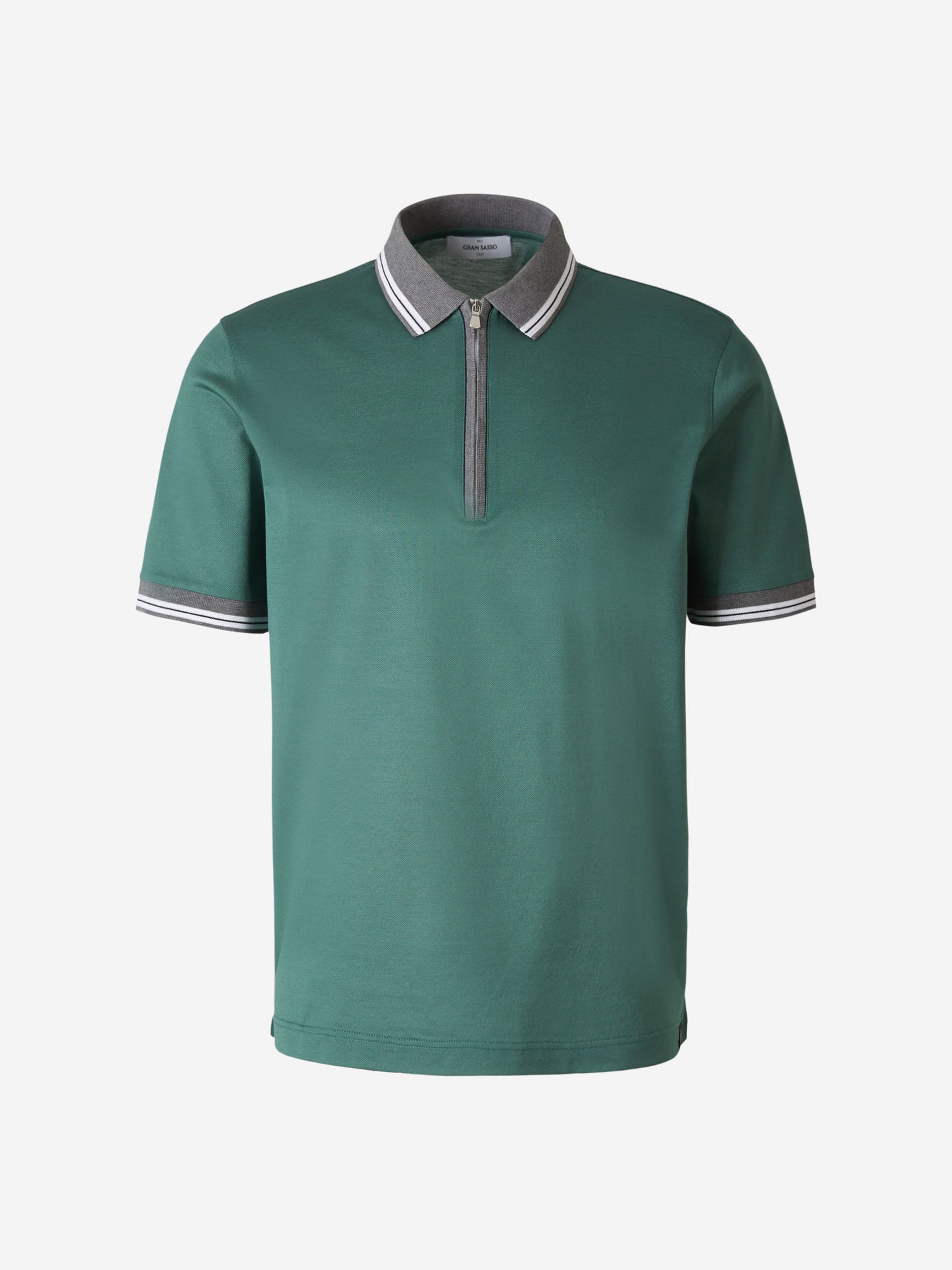 Gran Sasso Polo Piqué Bicolor Cremallera color Verde Oscuro sku 552-001223 04 - Foto 1