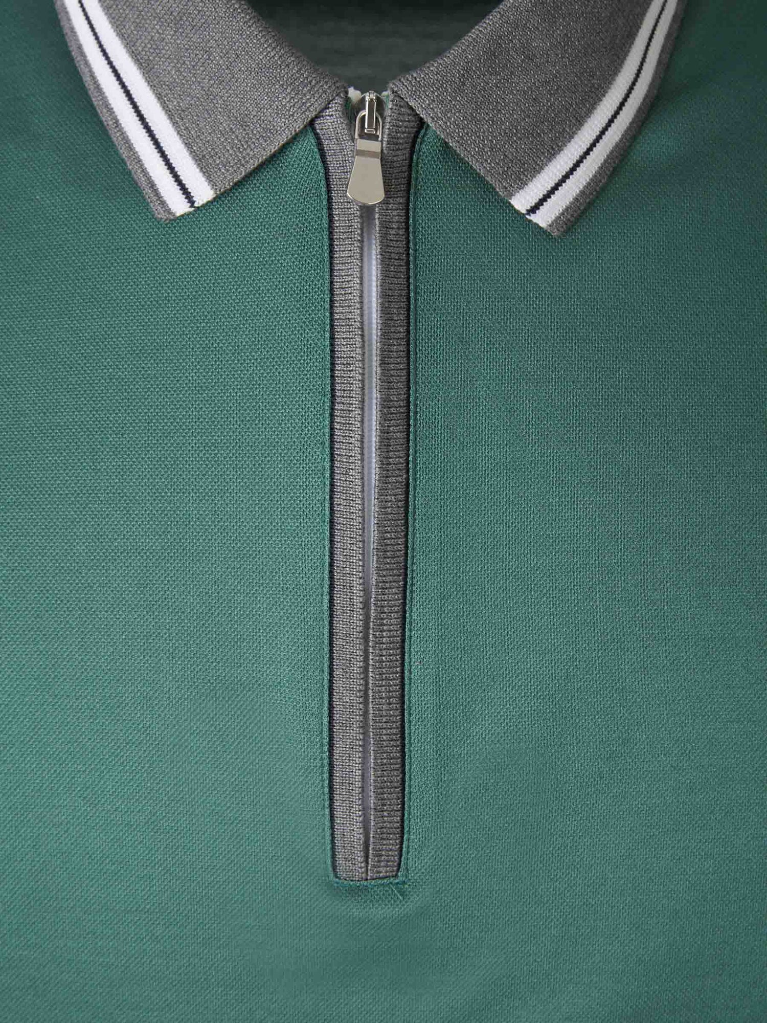 Gran Sasso Polo Piqué Bicolor Cremallera color Verde Oscuro sku 552-001223 04 - Foto 3