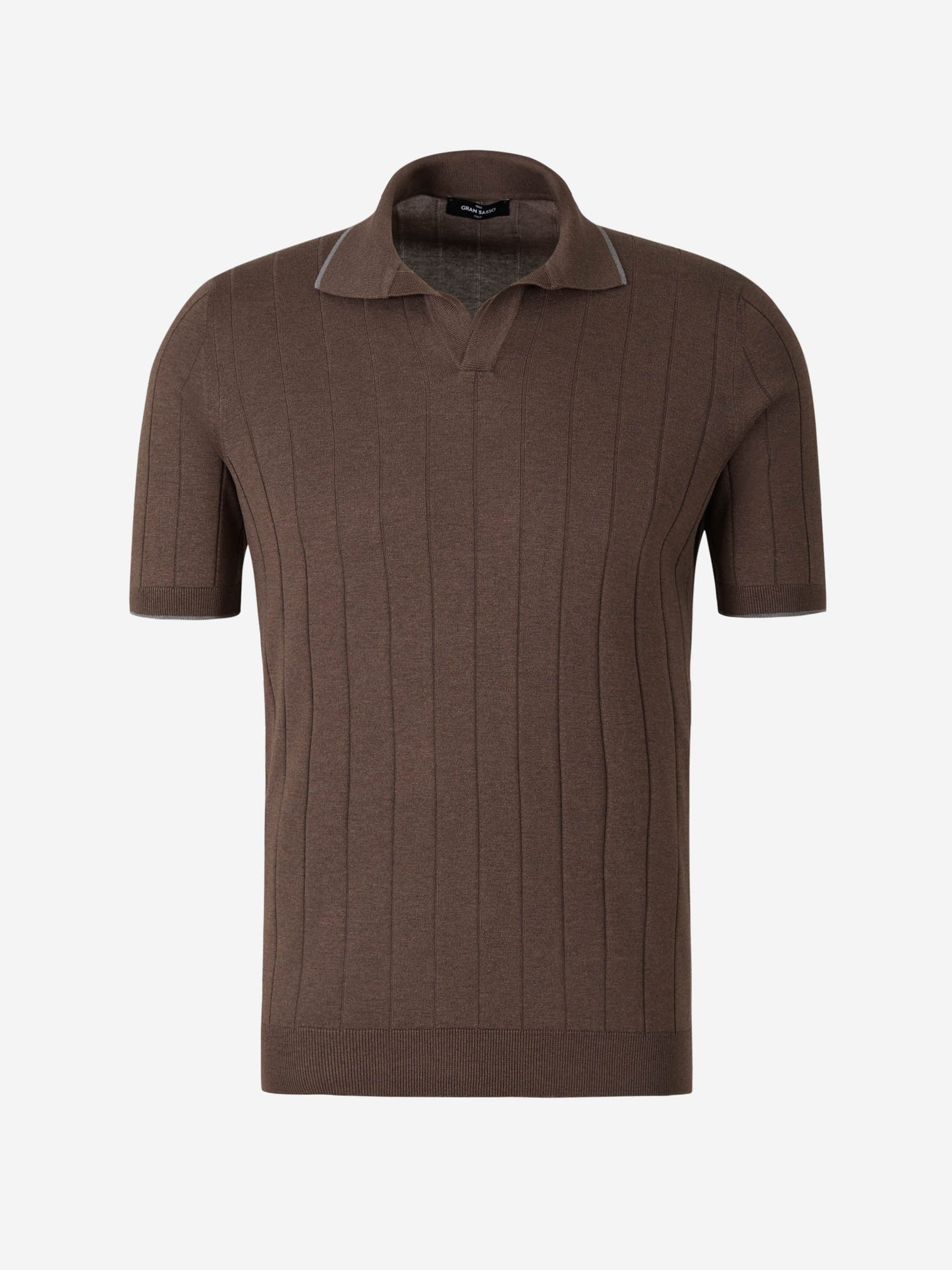 Outlet online Gran Sasso Hombre Polo Punto Seda color Marrón sku 552-001319 02 - Foto 5