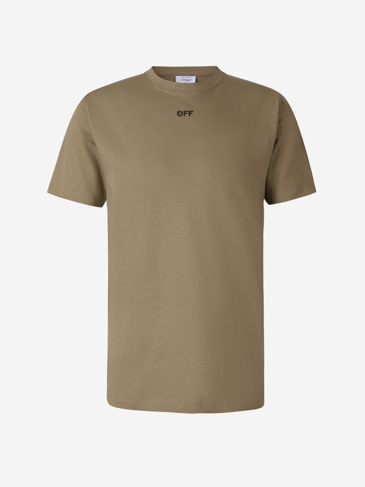 Off-White Camiseta Logo Stitch color Verde Militar sku 553-003331 01 - Foto 1