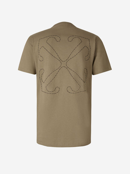 Off-White Camiseta Logo Stitch color Verde Militar sku 553-003331 01 - Foto 2