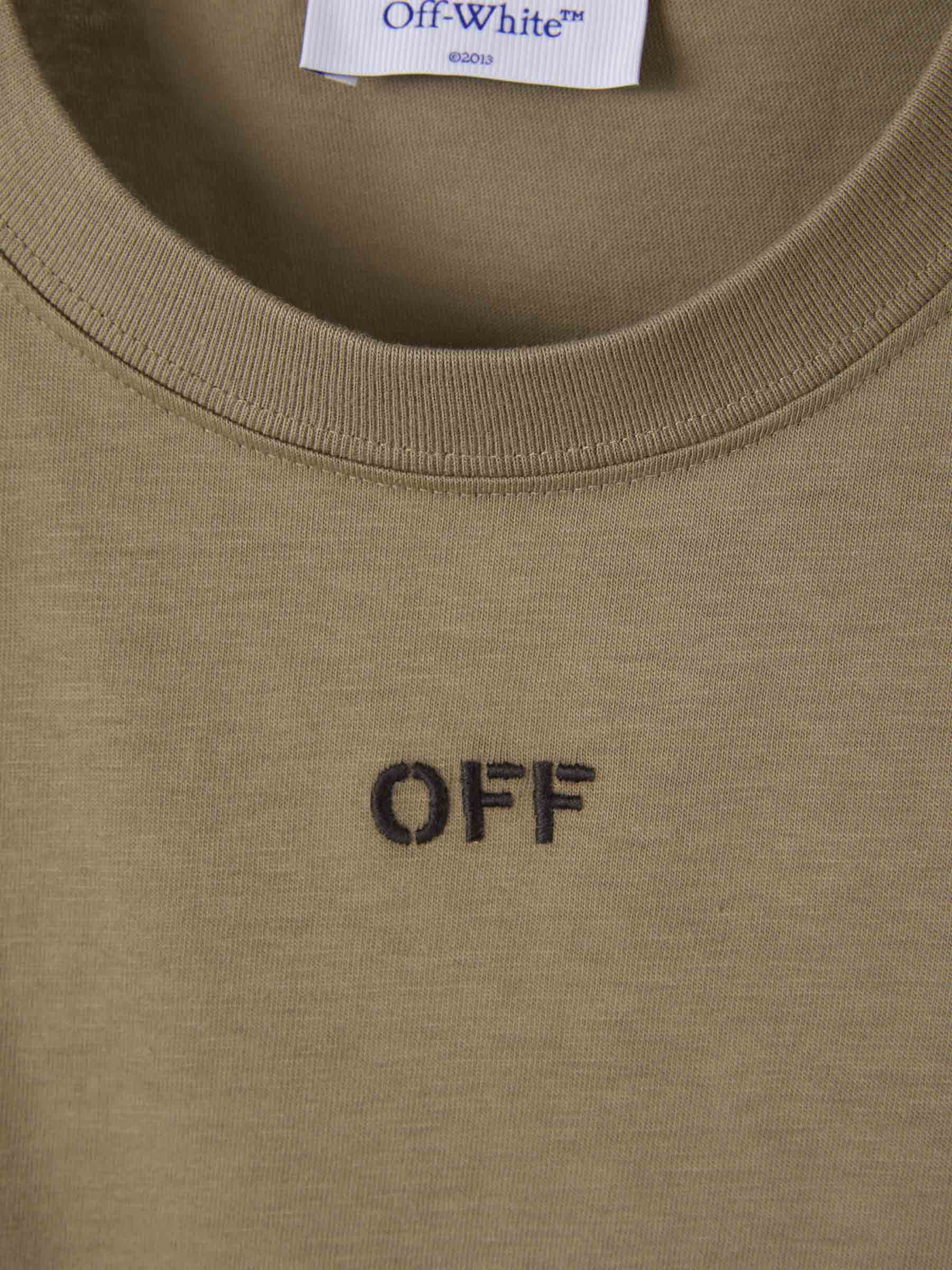 Off-White Camiseta Logo Stitch color Verde Militar sku 553-003331 01 - Foto 3