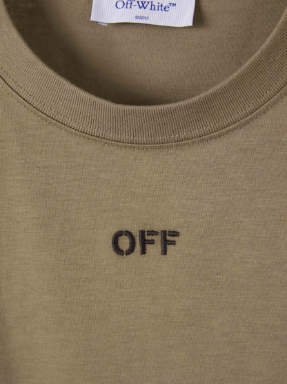 Off-White Camiseta Logo Stitch color Verde Militar sku 553-003331 01 - Foto 3